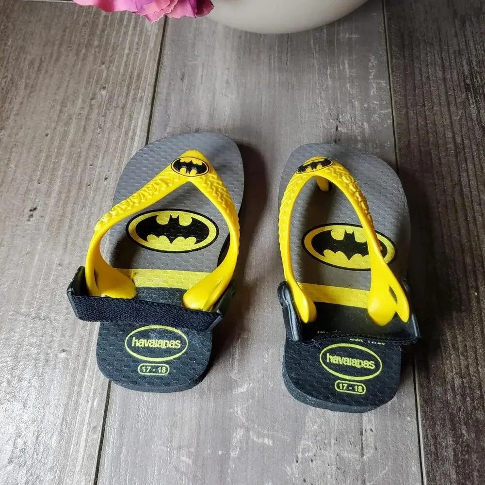 Havaianas Baby Heroes Yellow BATMAN Sandals Flip Flops Infact Size 17-18 4C NWOT